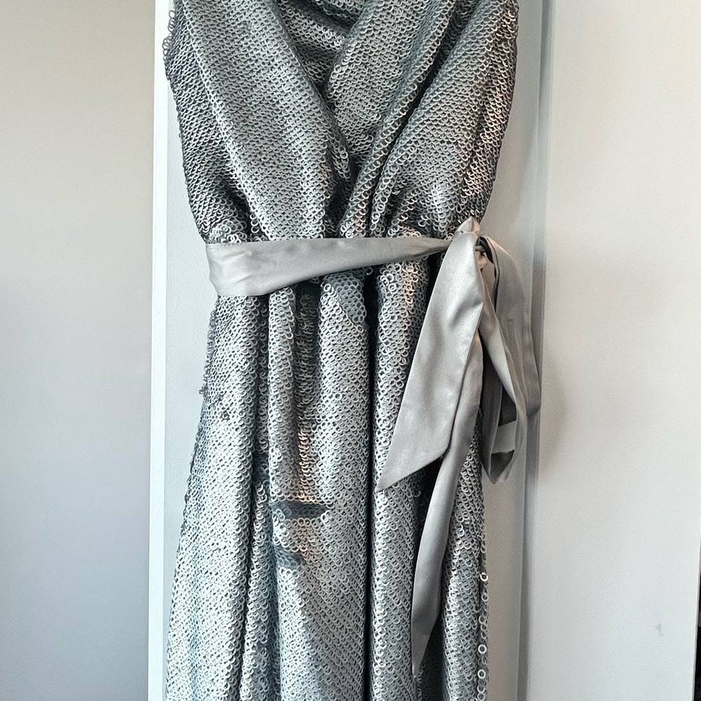 Ark & Co Silver Metal Sequin sleeveless Dress size L